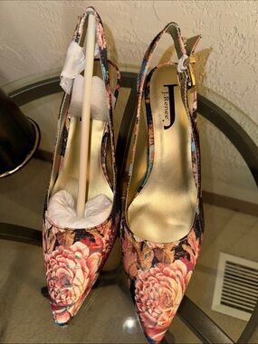J.Renee Floral Pointed Slingback Pumps - Pink, Blue, Gold NWT NIB Size 8.5m